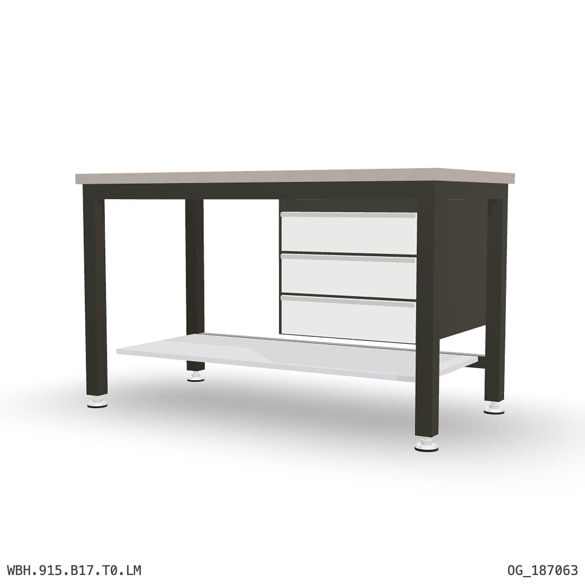 Heavy Duty Workbench 1500mm — Laminated Timber (42mm HDF), under-bench storage by OPIE Manufacturing Group