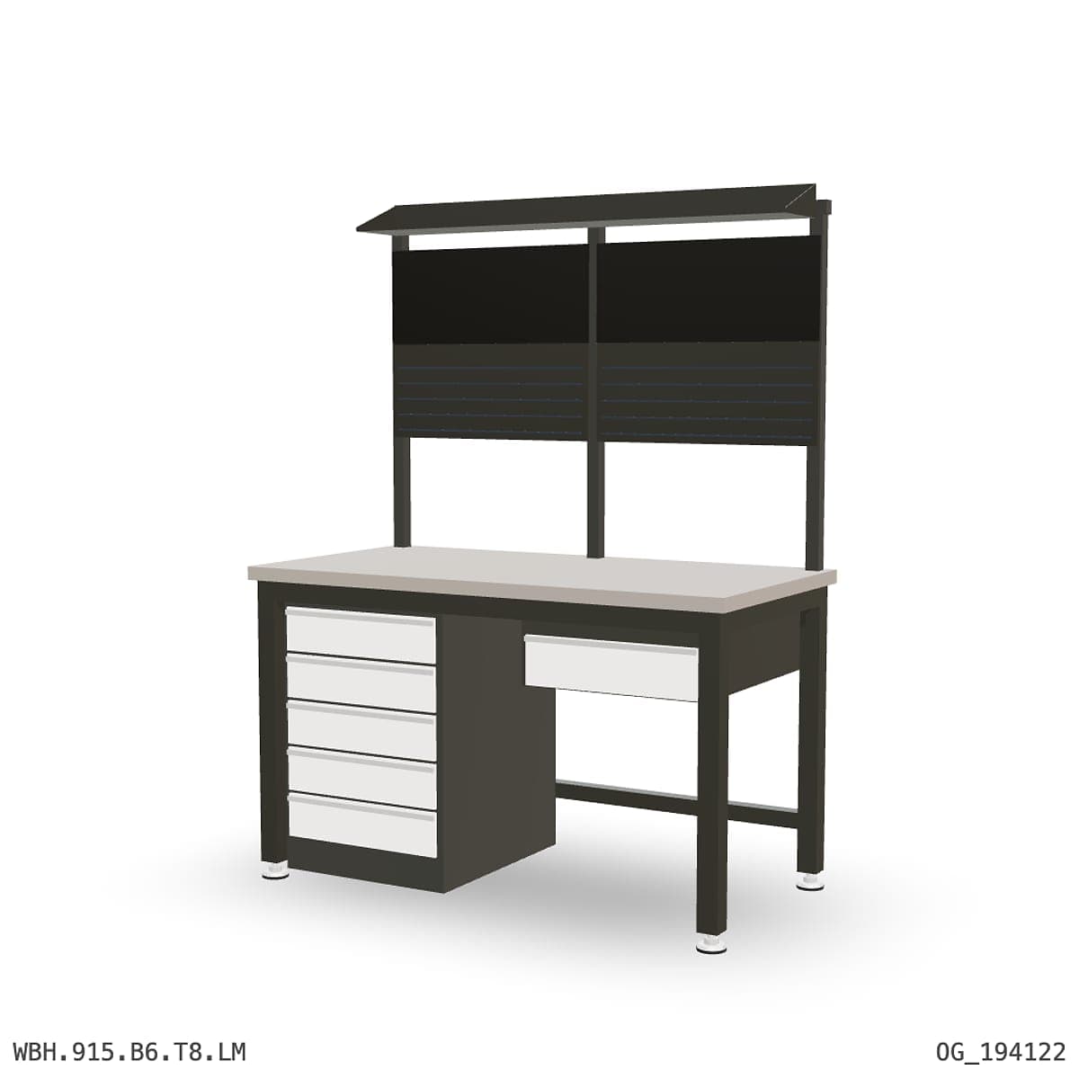 Heavy Duty Workbench 1500mm — Laminated Timber (42mm HDF), under-bench storage + overhead shelving by OPIE Manufacturing Gro…