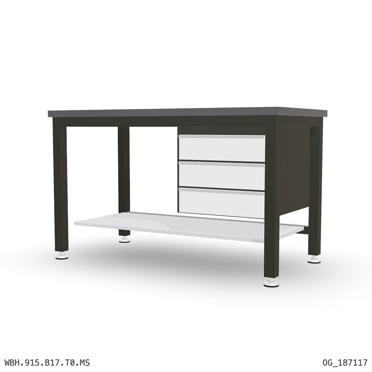 Heavy Duty Workbench 1500mm — 2mm Mild Steel, under-bench storage by OPIE Manufacturing Group