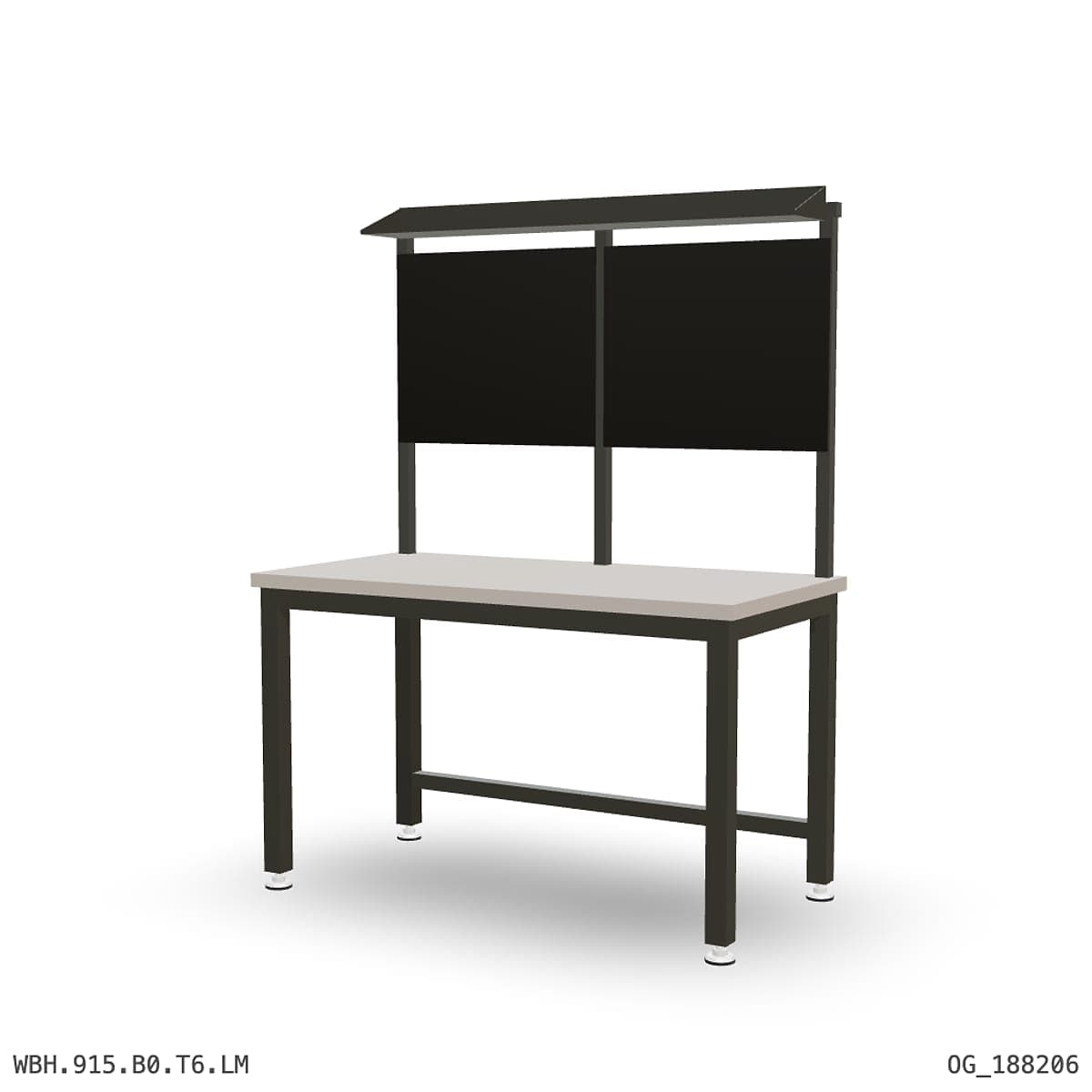 Heavy Duty Workbench 1500mm — Laminated Timber (42mm HDF), overhead shelving by OPIE Manufacturing Group