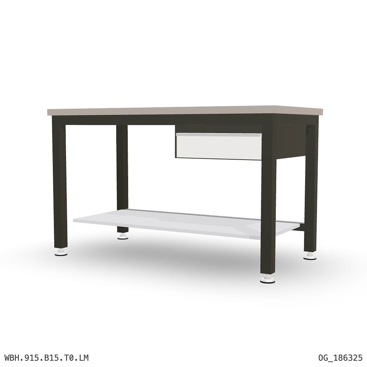 Heavy Duty Workbench 1500mm — Laminated Timber (42mm HDF), under-bench storage by OPIE Manufacturing Group