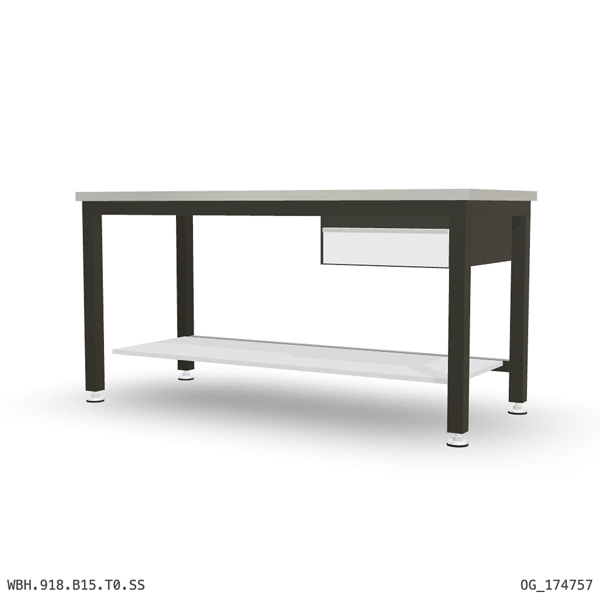 Heavy Duty Workbench 1800mm — Stainless Steel (1.2mm 304), under-bench storage by OPIE Manufacturing Group