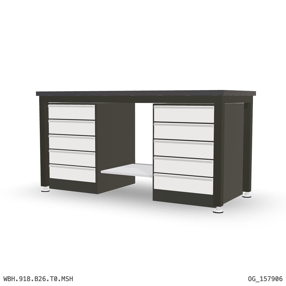 Heavy Duty Workbench 1800mm — 3mm Mild Steel (Heavy), under-bench storage by OPIE Manufacturing Group