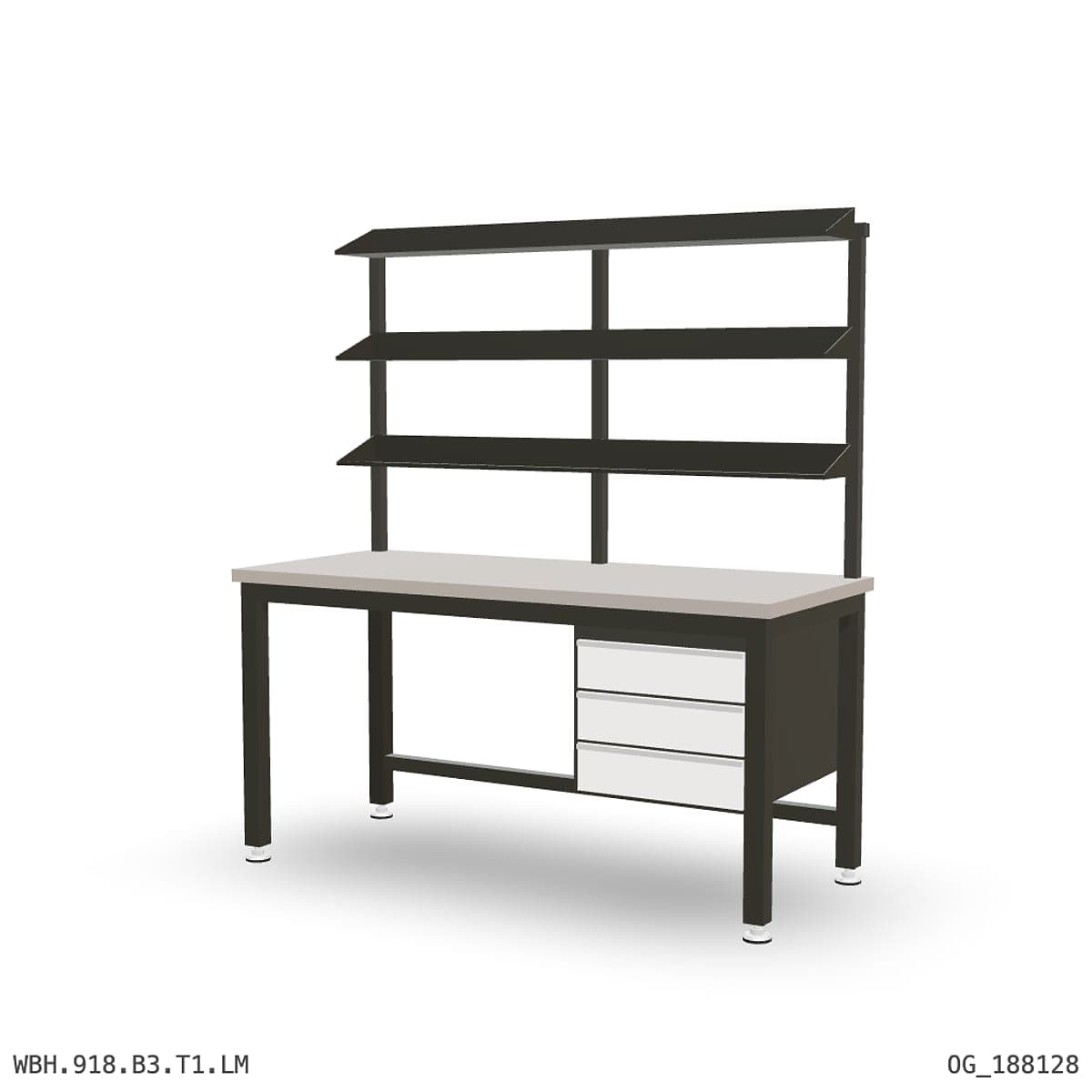 Heavy Duty Workbench 1800mm — Laminated Timber (42mm HDF), under-bench storage + overhead shelving by OPIE Manufacturing Gro…