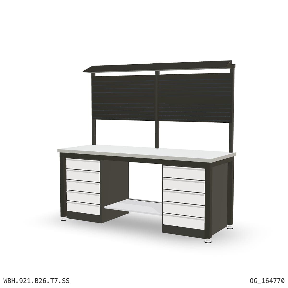 Heavy Duty Workbench 2100mm — Stainless Steel (1.2mm 304), under-bench storage + overhead shelving by OPIE Manufacturing Gro…