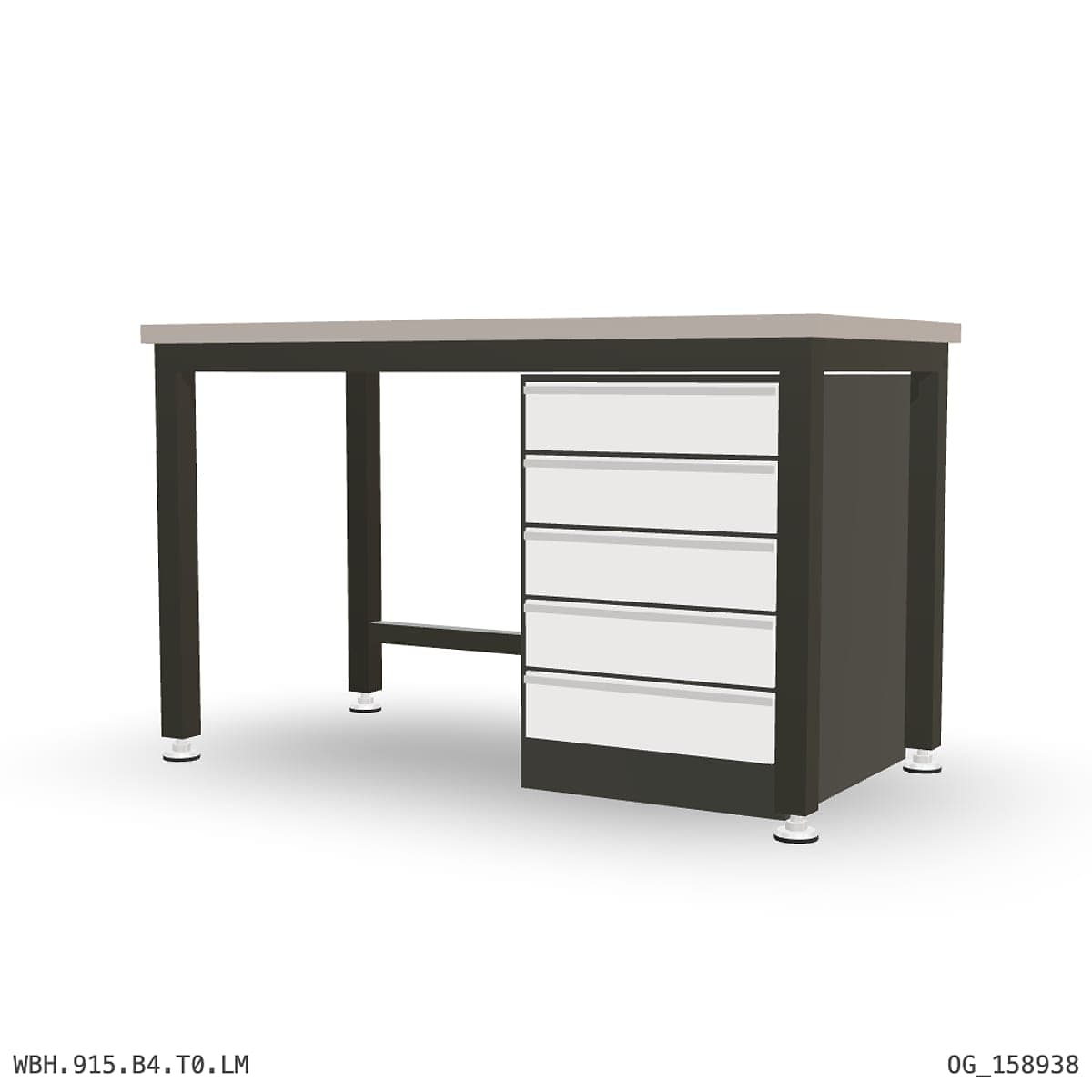 Heavy Duty Workbench 1500mm — Laminated Timber (42mm HDF), under-bench storage by OPIE Manufacturing Group