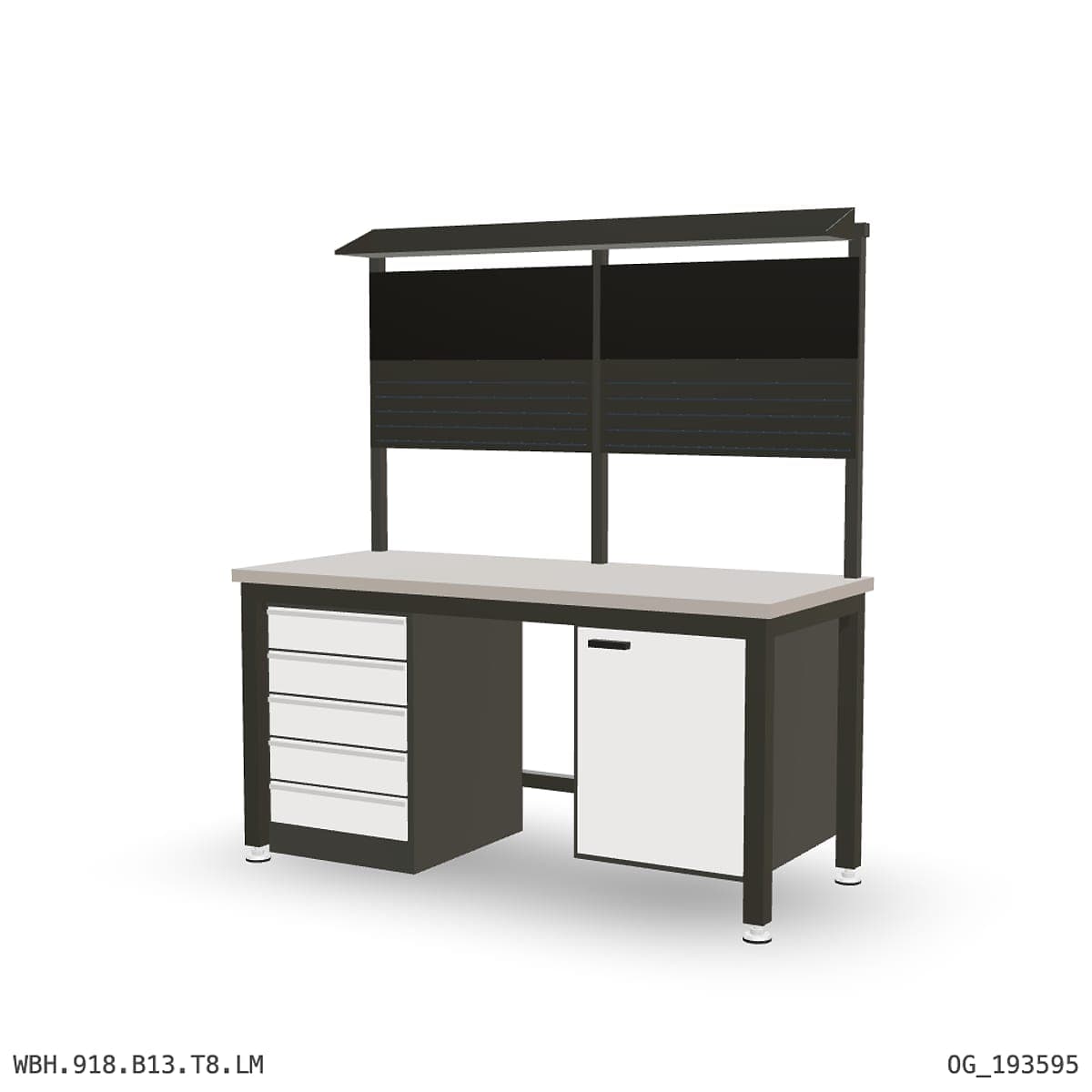 Heavy Duty Workbench 1800mm — Laminated Timber (42mm HDF), under-bench storage + overhead shelving by OPIE Manufacturing Gro…