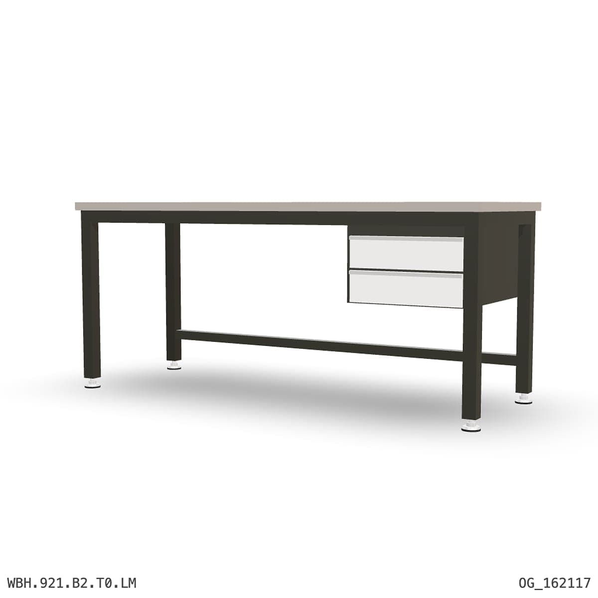 Heavy Duty Workbench 2100mm — Laminated Timber (42mm HDF), under-bench storage by OPIE Manufacturing Group