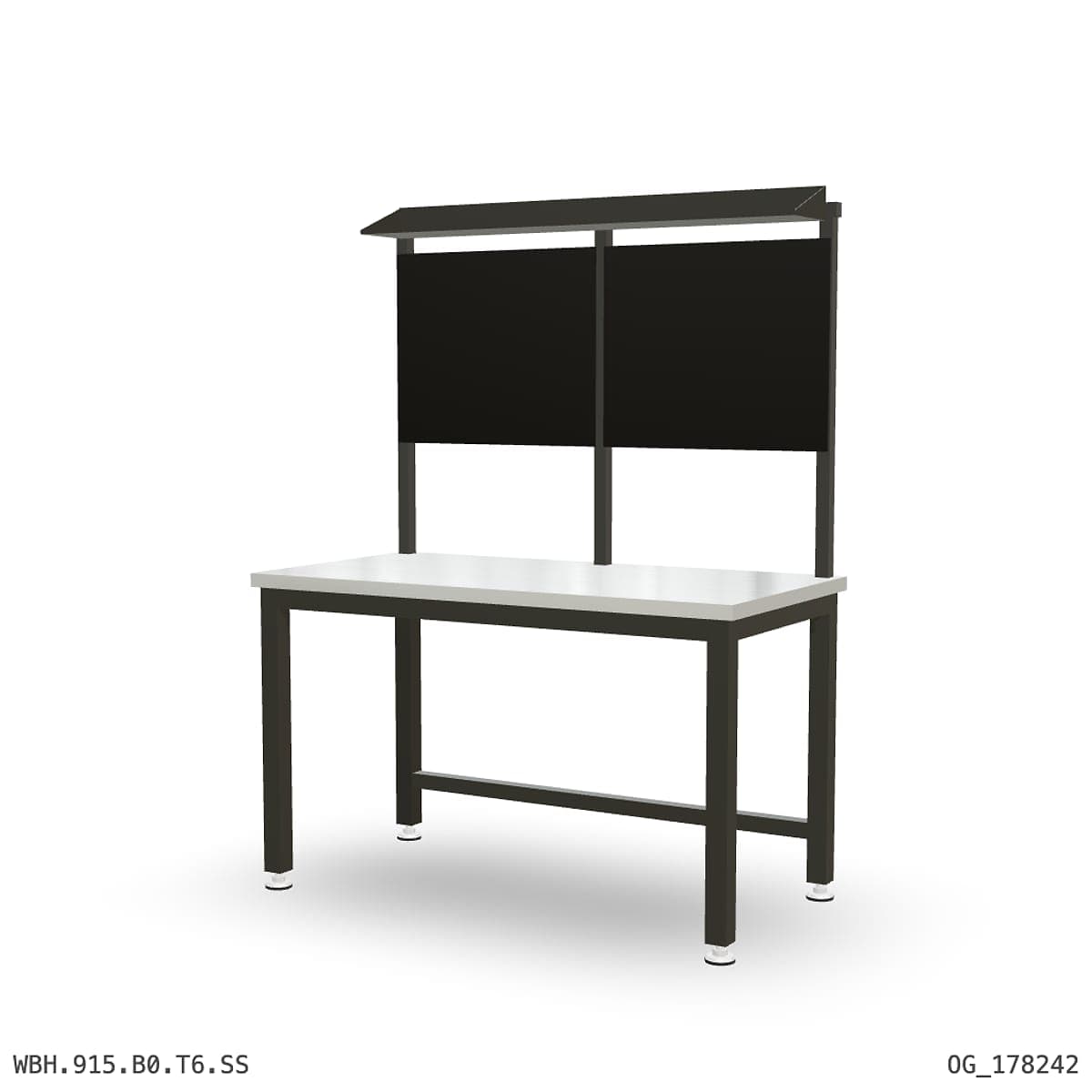 Heavy Duty Workbench 1500mm — Stainless Steel (1.2mm 304), overhead shelving by OPIE Manufacturing Group