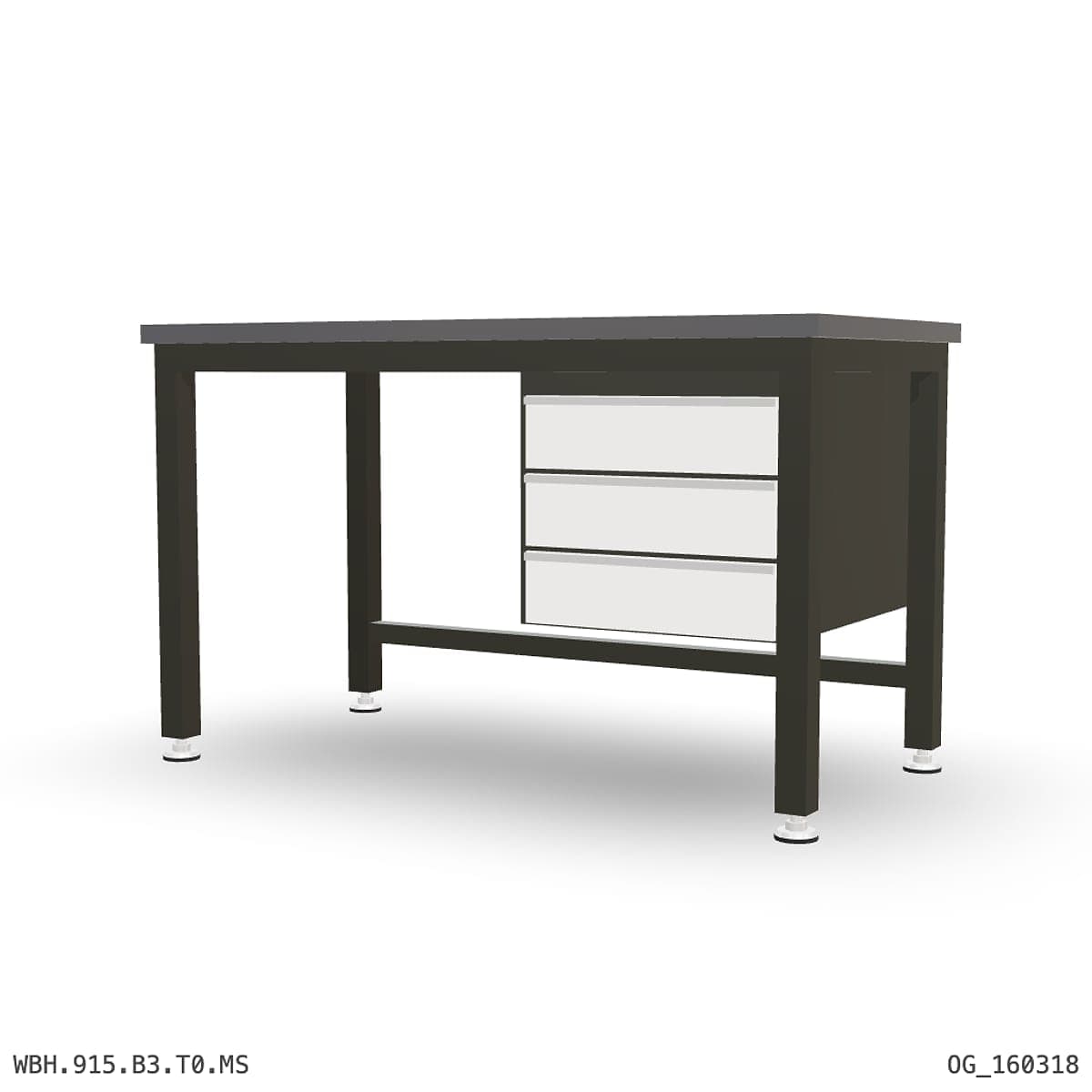 Heavy Duty Workbench 1500mm — 2mm Mild Steel, under-bench storage by OPIE Manufacturing Group