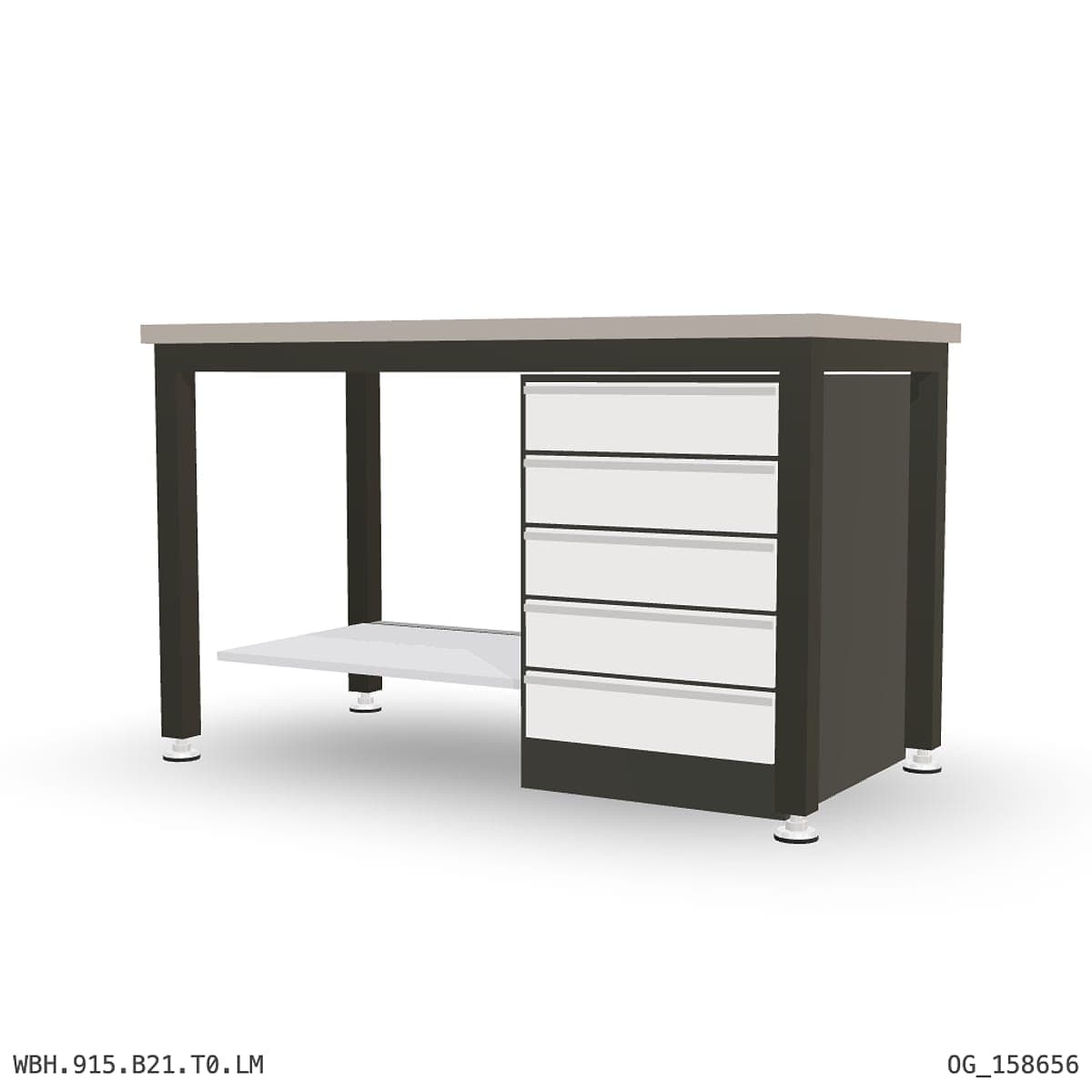Heavy Duty Workbench 1500mm — Laminated Timber (42mm HDF), under-bench storage by OPIE Manufacturing Group