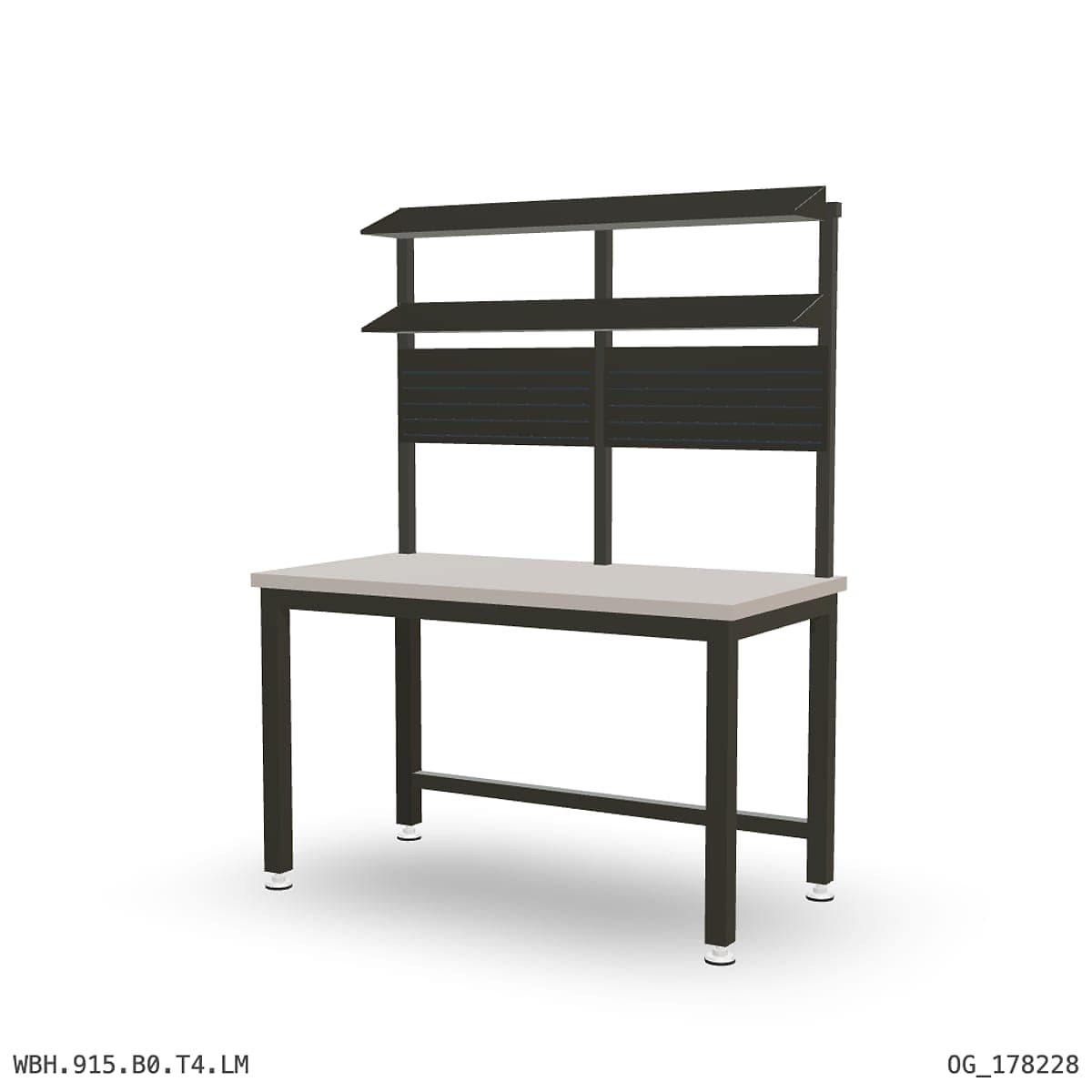 Heavy Duty Workbench 1500mm — Laminated Timber (42mm HDF), overhead shelving by OPIE Manufacturing Group
