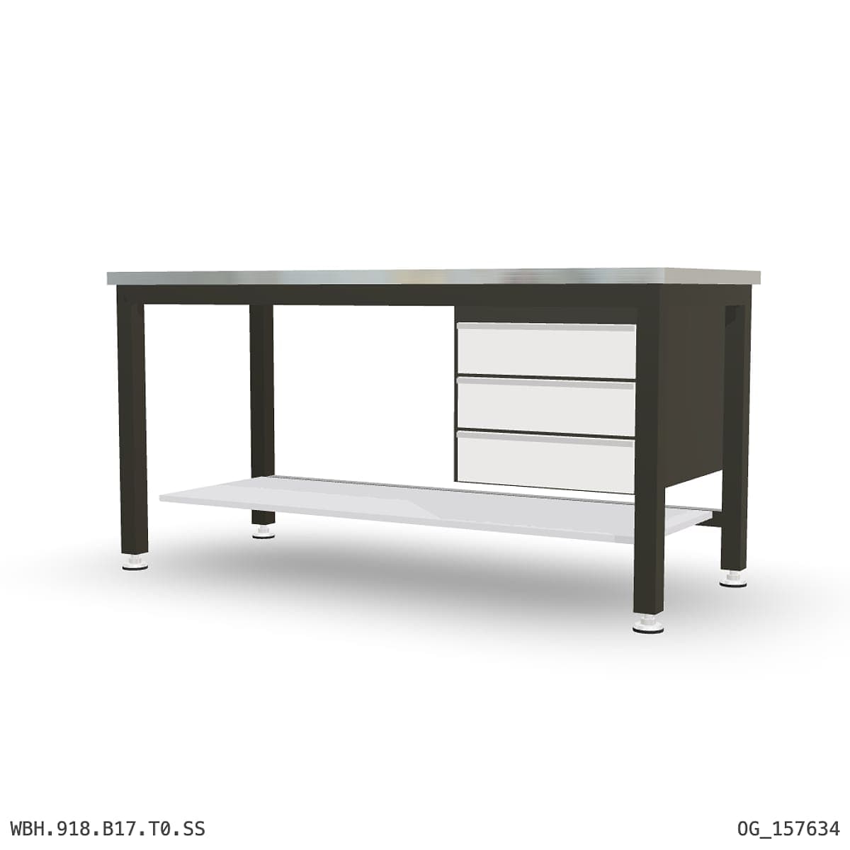 Heavy Duty Workbench 1800mm — Stainless Steel (1.2mm 304), under-bench storage by OPIE Manufacturing Group