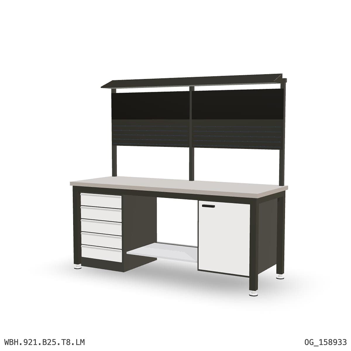 Heavy Duty Workbench 2100mm — Laminated Timber (42mm HDF), under-bench storage + overhead shelving by OPIE Manufacturing Gro…