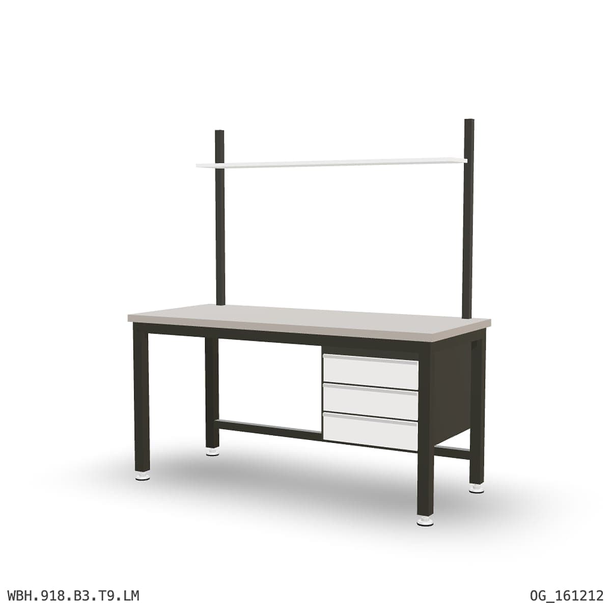 Heavy Duty Workbench 1800mm — Laminated Timber (42mm HDF), under-bench storage + overhead shelving by OPIE Manufacturing Gro…
