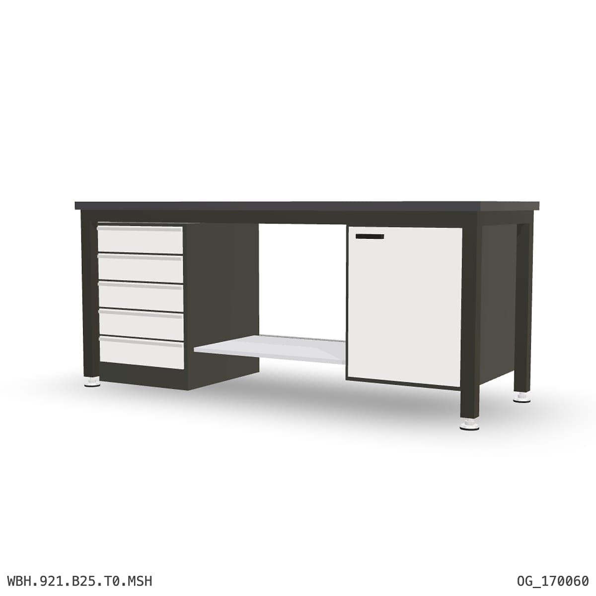 Heavy Duty Workbench 2100mm — 3mm Mild Steel (Heavy), under-bench storage by OPIE Manufacturing Group