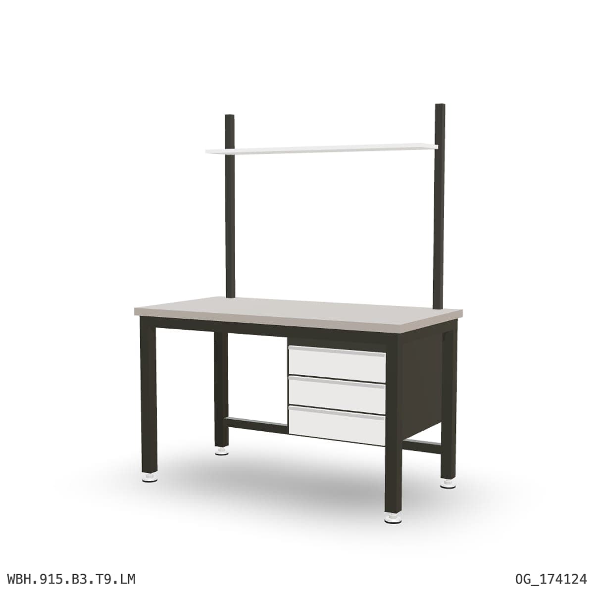 Heavy Duty Workbench 1500mm — Laminated Timber (42mm HDF), under-bench storage + overhead shelving by OPIE Manufacturing Gro…