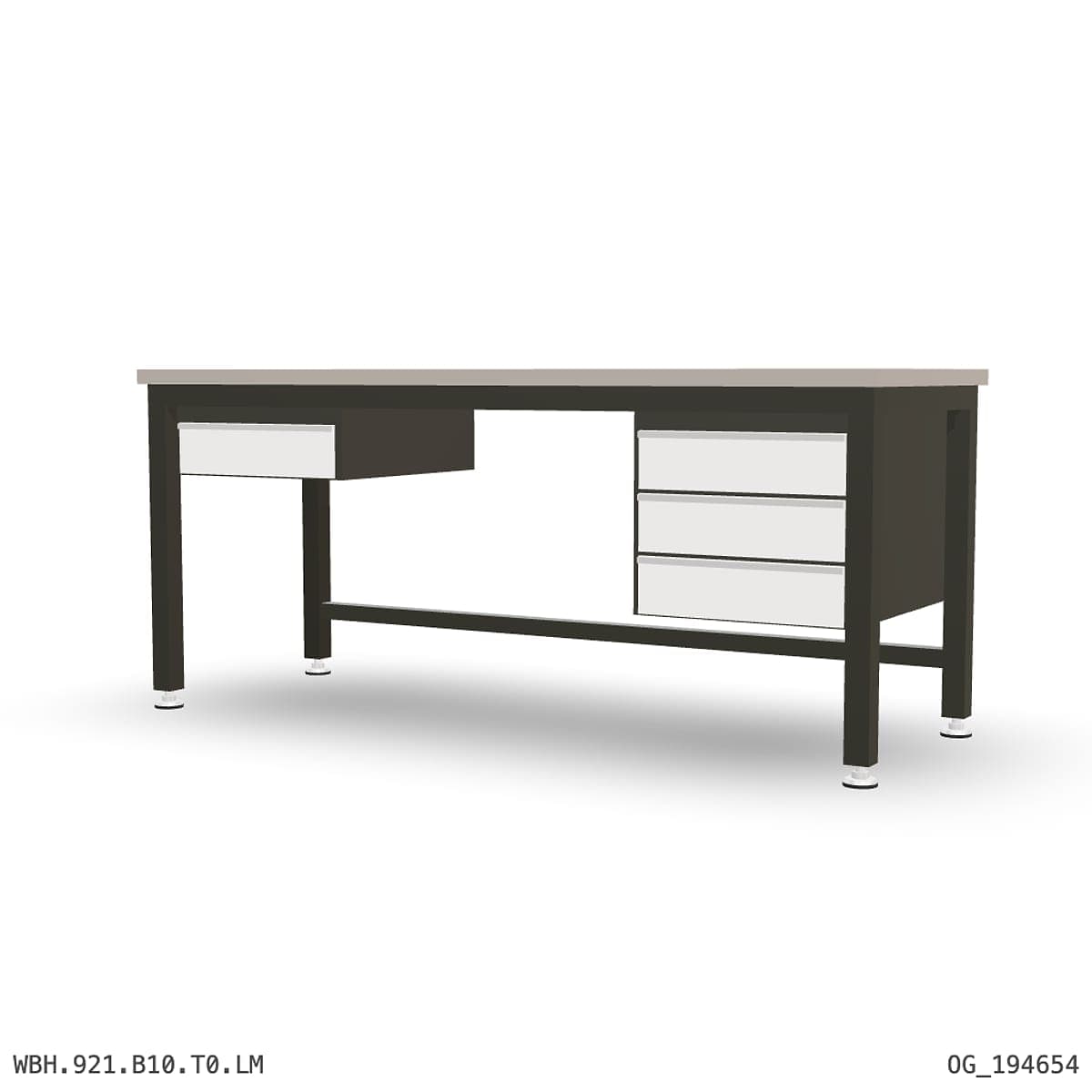Heavy Duty Workbench 2100mm — Laminated Timber (42mm HDF), under-bench storage by OPIE Manufacturing Group