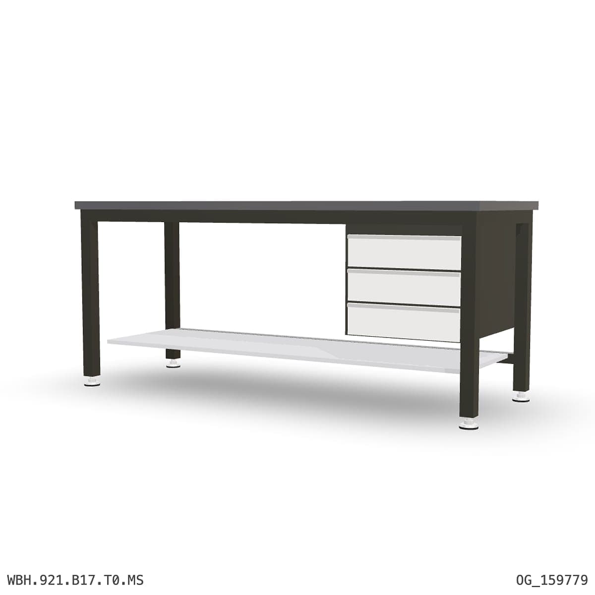 Heavy Duty Workbench 2100mm — 2mm Mild Steel, under-bench storage by OPIE Manufacturing Group