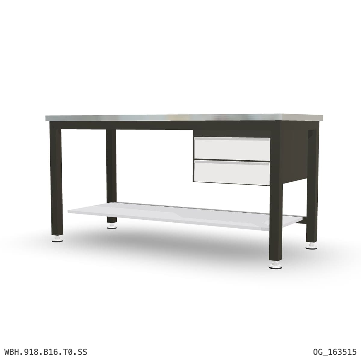 Heavy Duty Workbench 1800mm — Stainless Steel (1.2mm 304), under-bench storage by OPIE Manufacturing Group