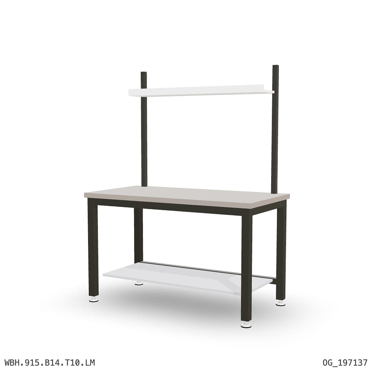 Heavy Duty Workbench 1500mm — Laminated Timber (42mm HDF), under-bench storage + overhead shelving by OPIE Manufacturing Gro…