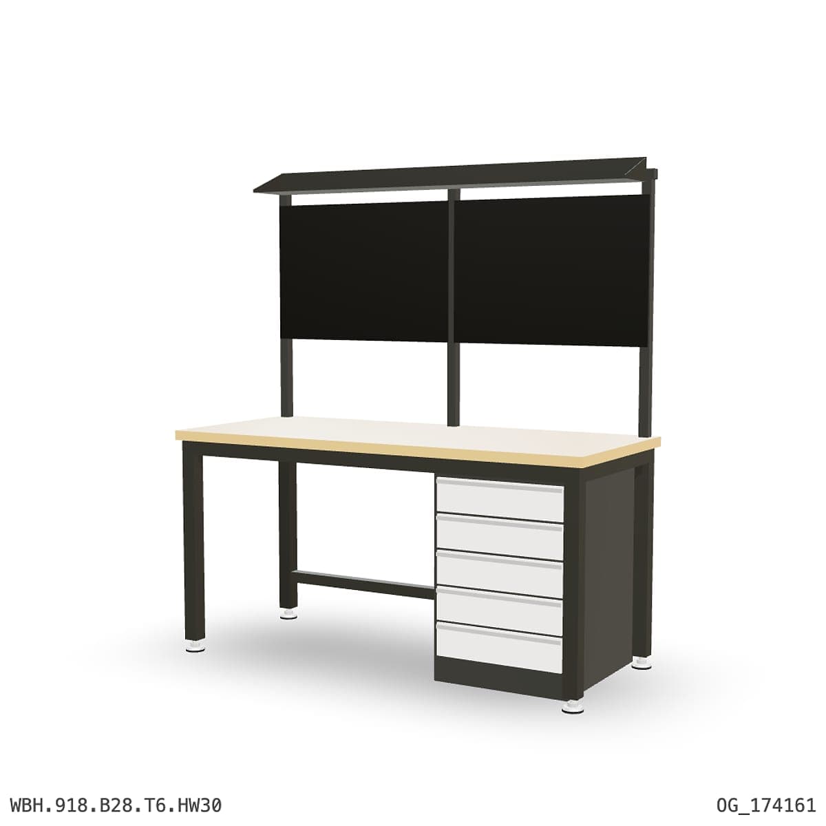 Heavy Duty Workbench 1800mm — Hardwood Oak 30mm, under-bench storage + overhead shelving by OPIE Manufacturing Group