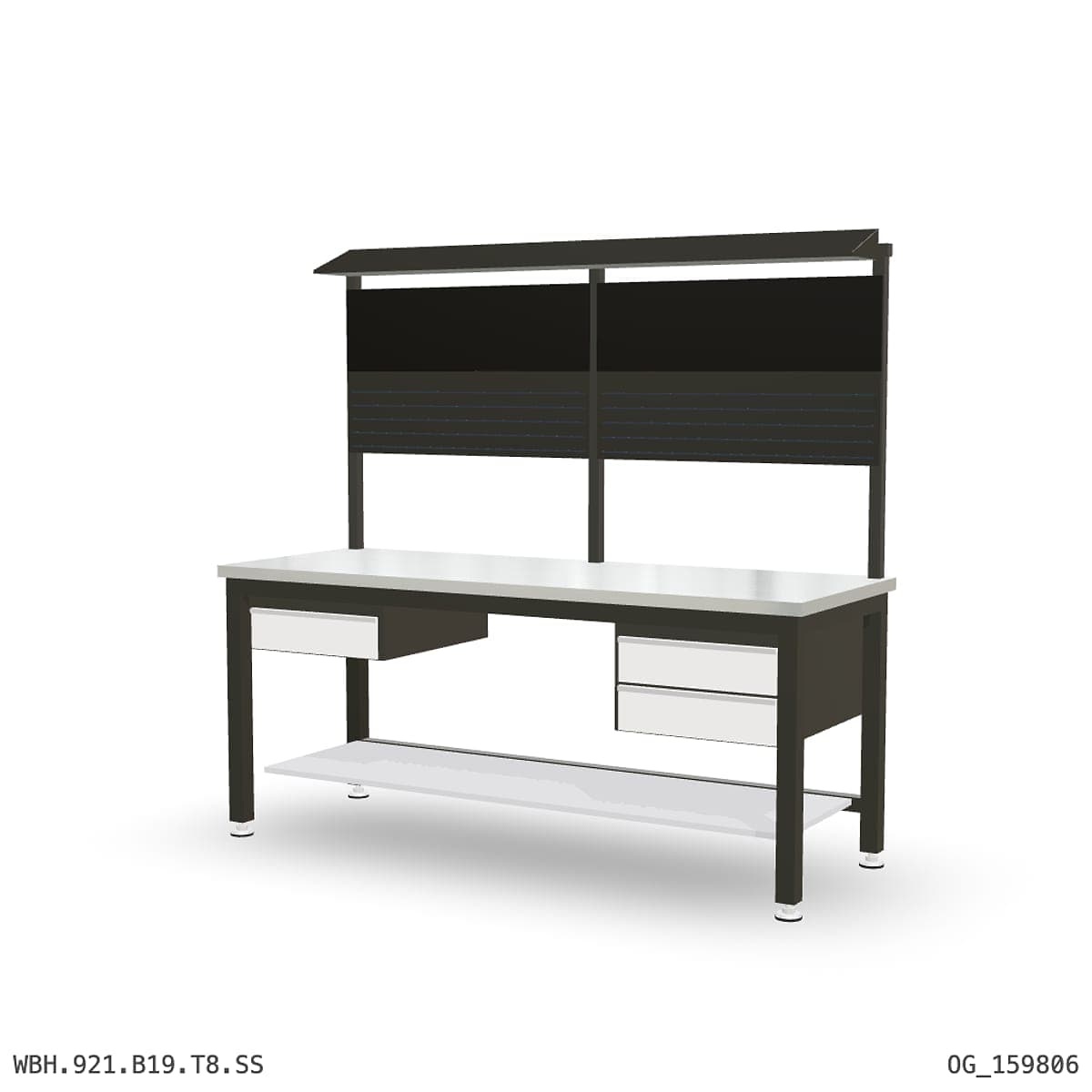 Heavy Duty Workbench 2100mm — Stainless Steel (1.2mm 304), under-bench storage + overhead shelving by OPIE Manufacturing Gro…