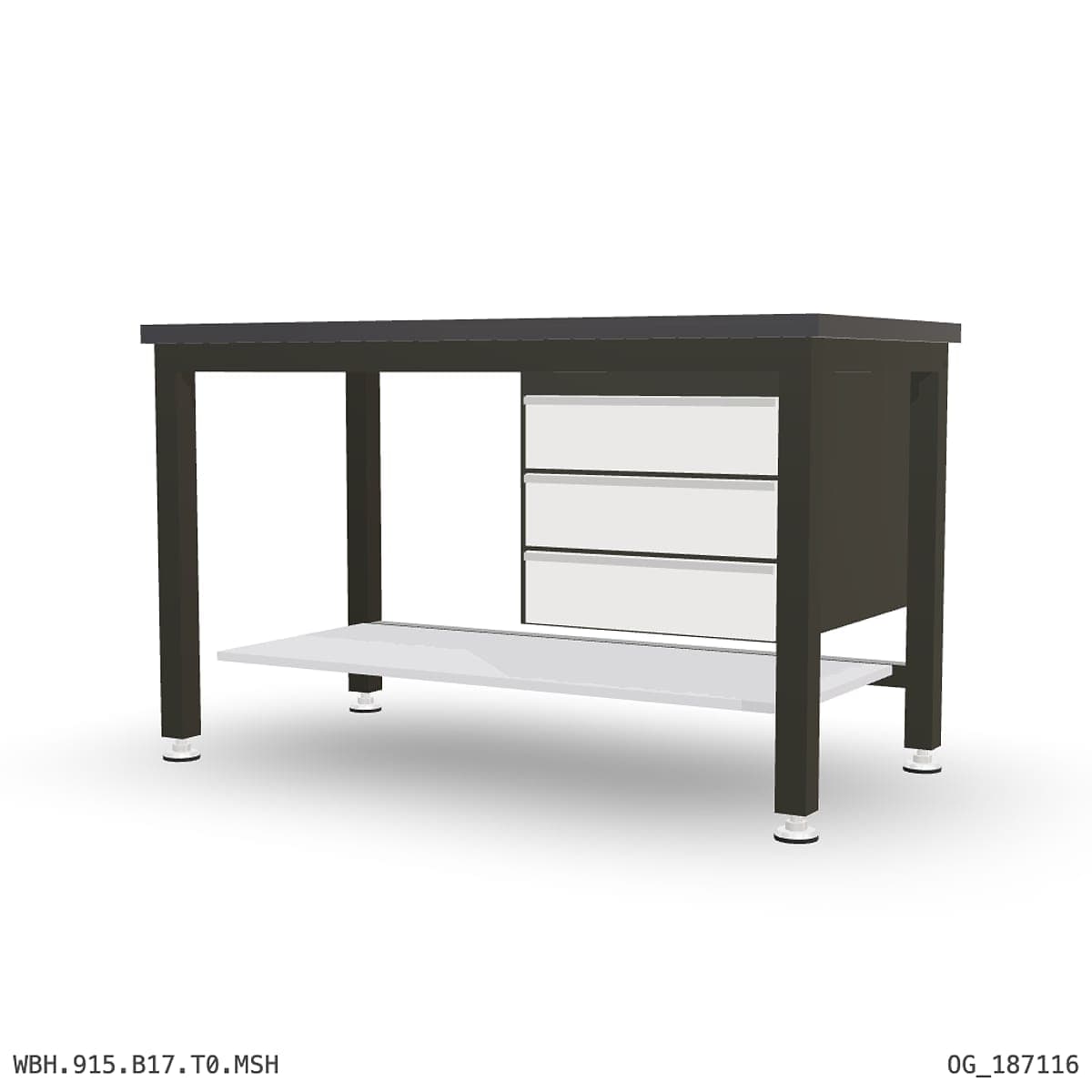 Heavy Duty Workbench 1500mm — 3mm Mild Steel (Heavy), under-bench storage by OPIE Manufacturing Group