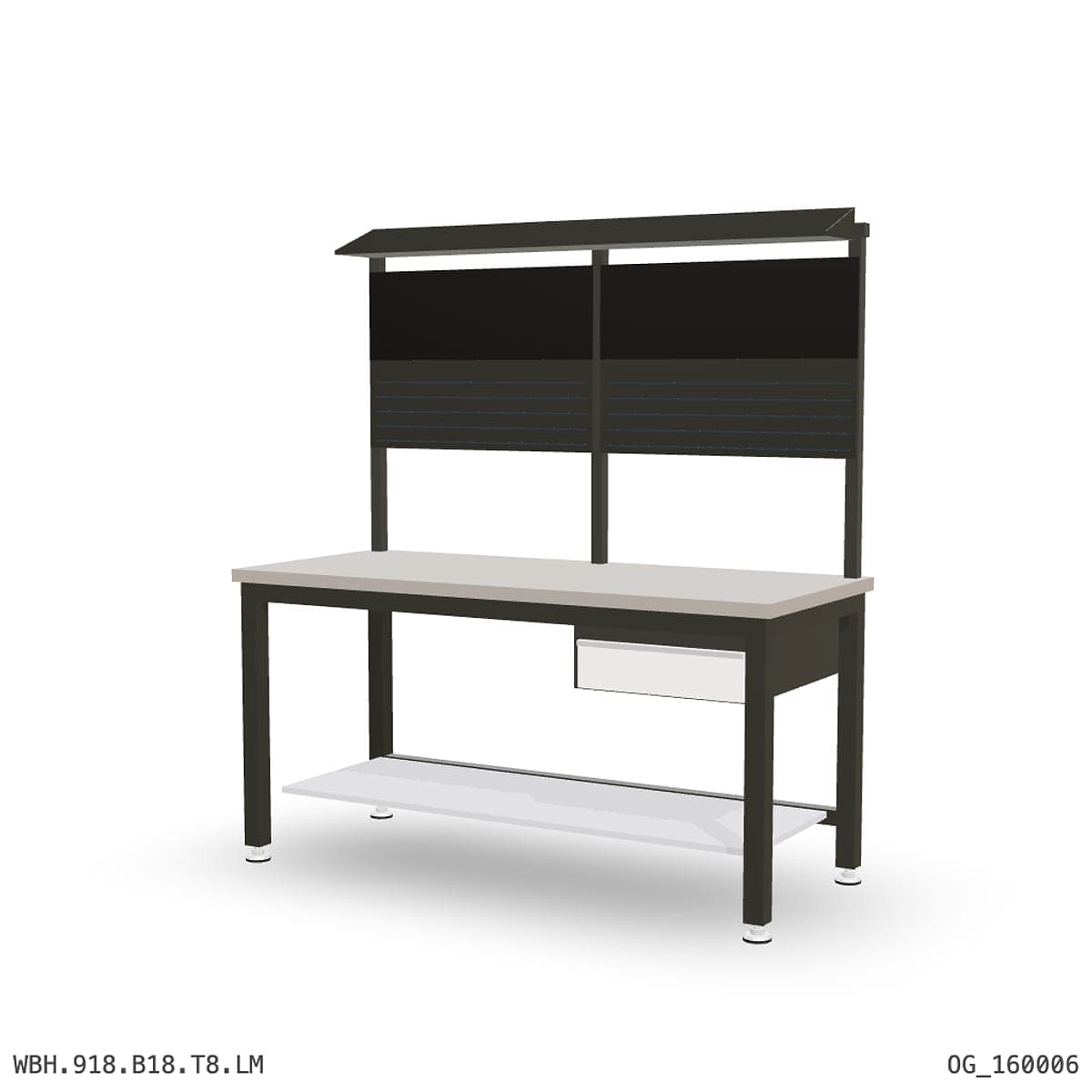 Heavy Duty Workbench 1800mm — Laminated Timber (42mm HDF), under-bench storage + overhead shelving by OPIE Manufacturing Gro…