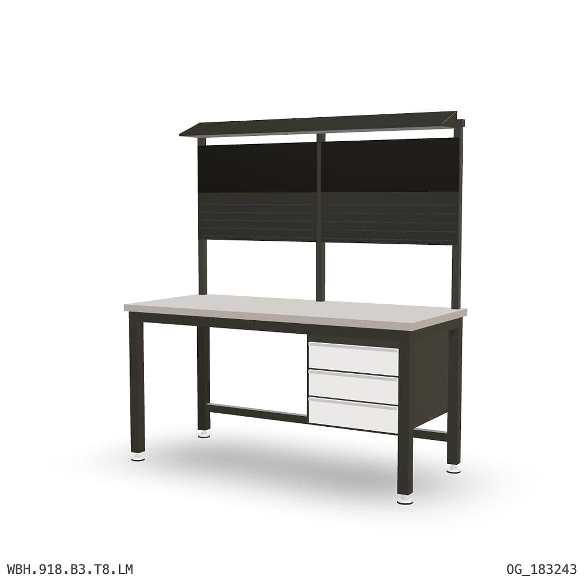 Heavy Duty Workbench 1800mm — Laminated Timber (42mm HDF), under-bench storage + overhead shelving by OPIE Manufacturing Gro…