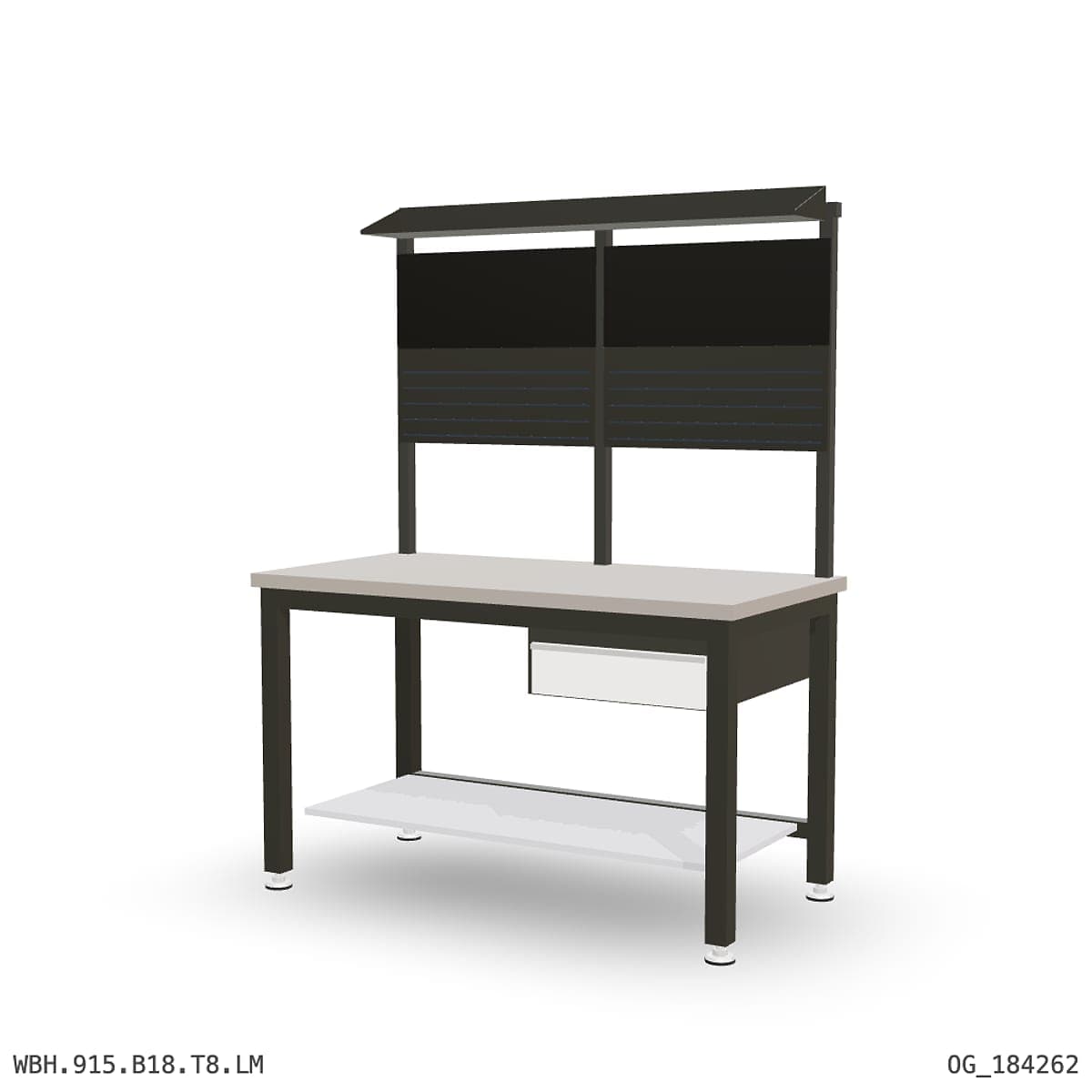 Heavy Duty Workbench 1500mm — Laminated Timber (42mm HDF), under-bench storage + overhead shelving by OPIE Manufacturing Gro…