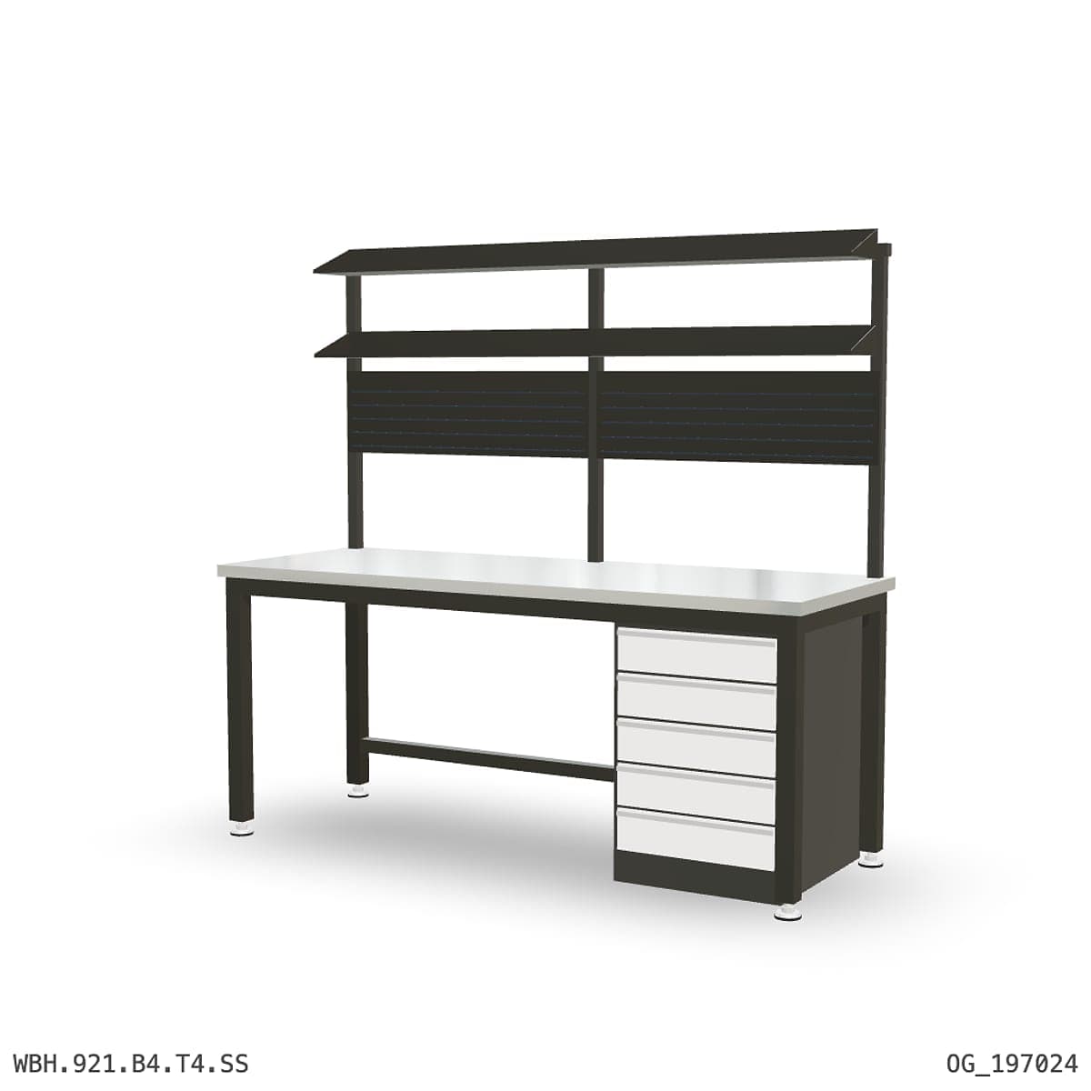 Heavy Duty Workbench 2100mm — Stainless Steel (1.2mm 304), under-bench storage + overhead shelving by OPIE Manufacturing Gro…