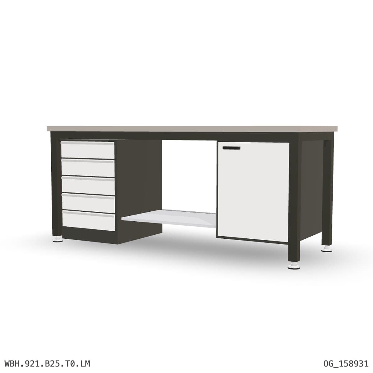 Heavy Duty Workbench 2100mm — Laminated Timber (42mm HDF), under-bench storage by OPIE Manufacturing Group