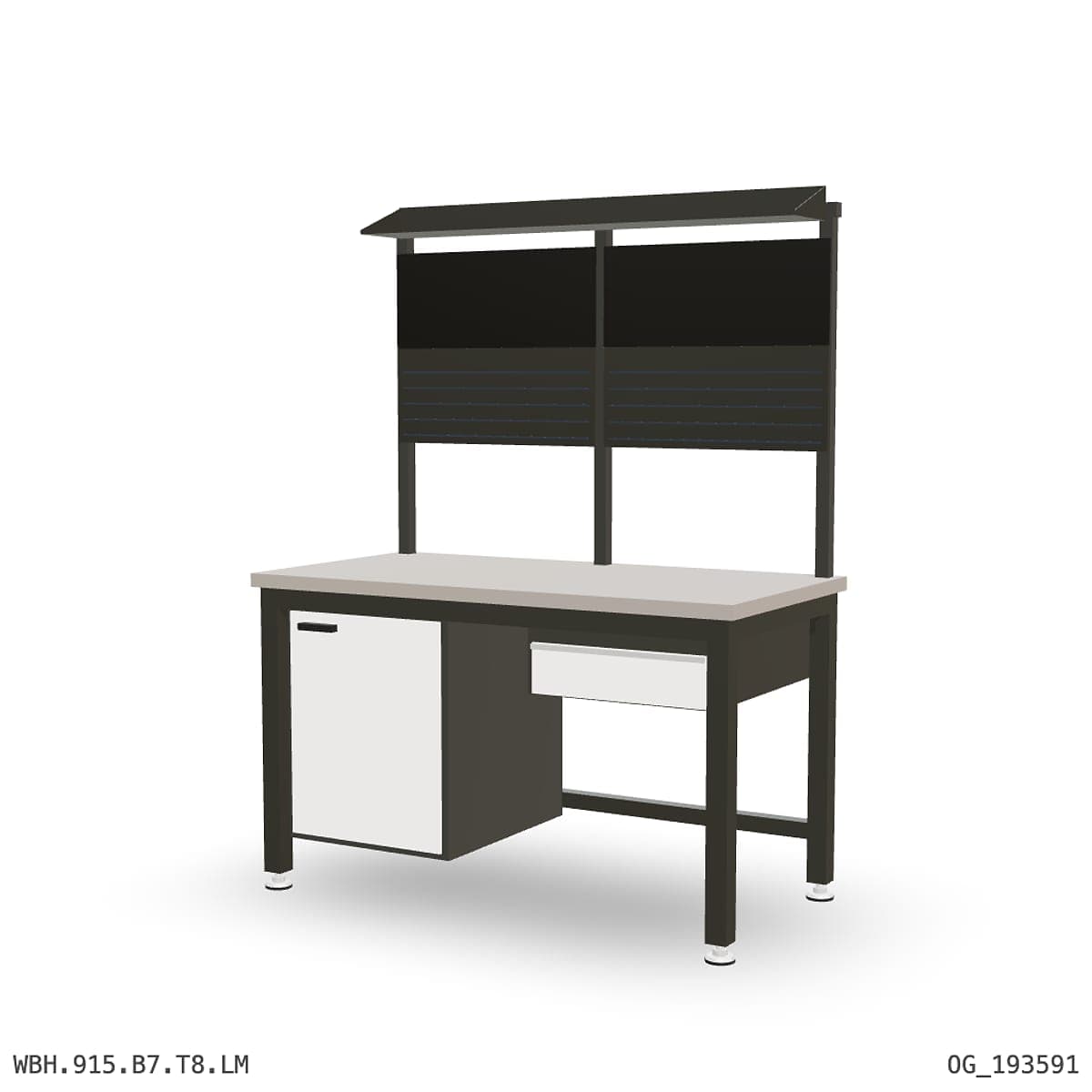 Heavy Duty Workbench 1500mm — Laminated Timber (42mm HDF), under-bench storage + overhead shelving by OPIE Manufacturing Gro…