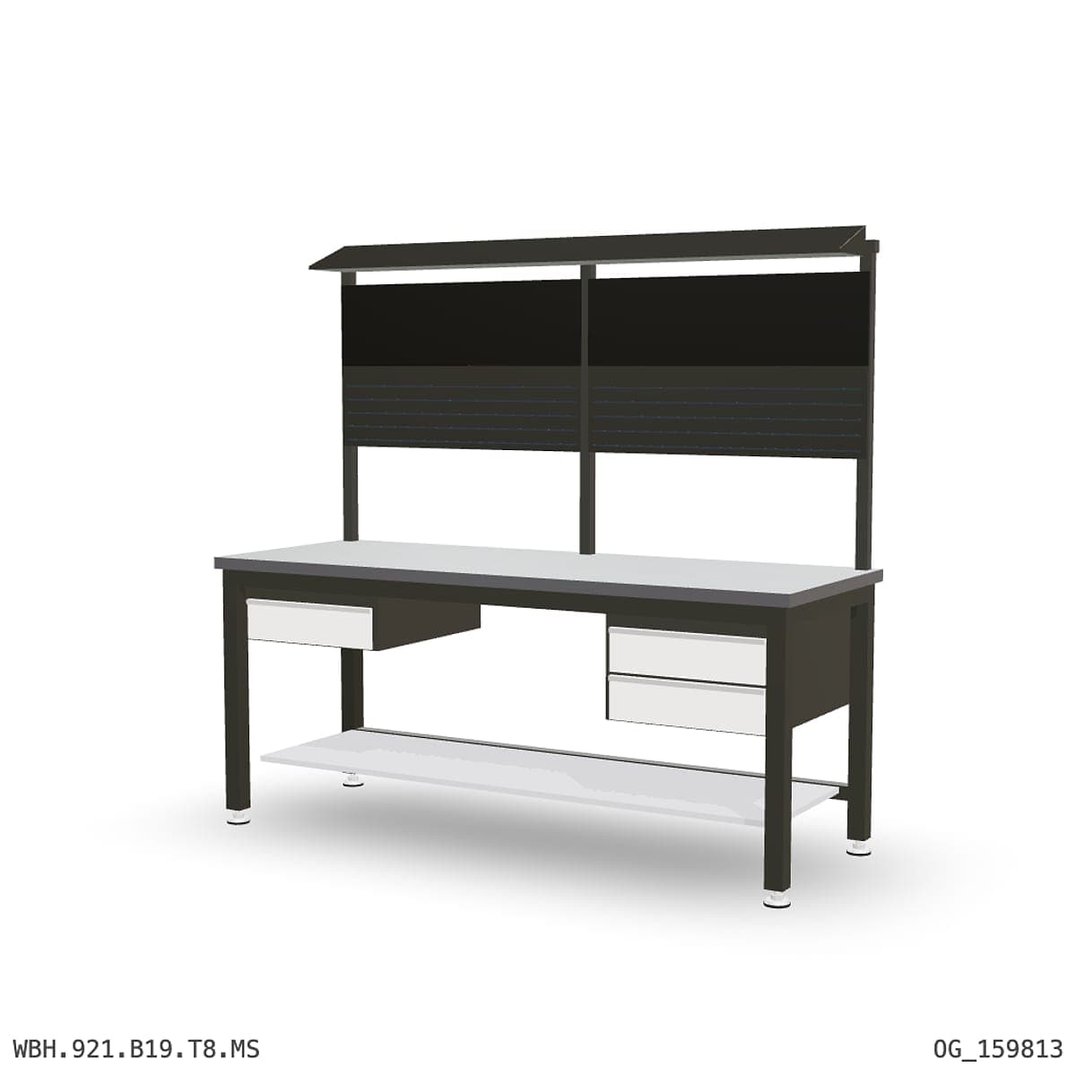 Heavy Duty Workbench 2100mm — 2mm Mild Steel, under-bench storage + overhead shelving by OPIE Manufacturing Group