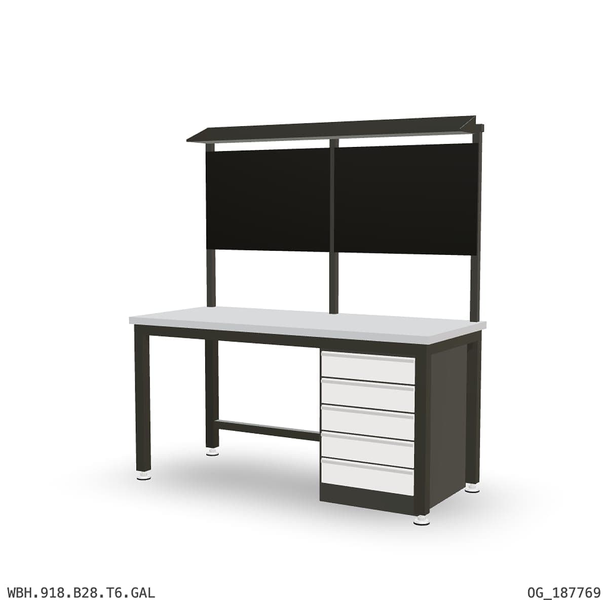 Heavy Duty Workbench 1800mm — Galvanised Steel, under-bench storage + overhead shelving by OPIE Manufacturing Group