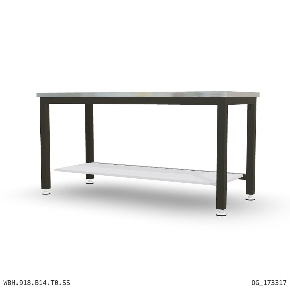 Heavy Duty Workbench 1800mm — Stainless Steel (1.2mm 304), under-bench storage by OPIE Manufacturing Group