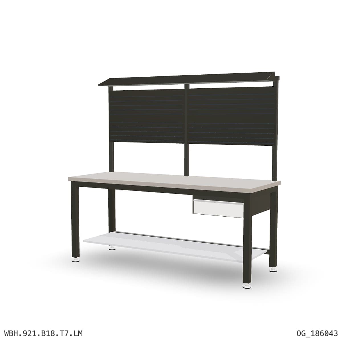 Heavy Duty Workbench 2100mm — Laminated Timber (42mm HDF), under-bench storage + overhead shelving by OPIE Manufacturing Gro…