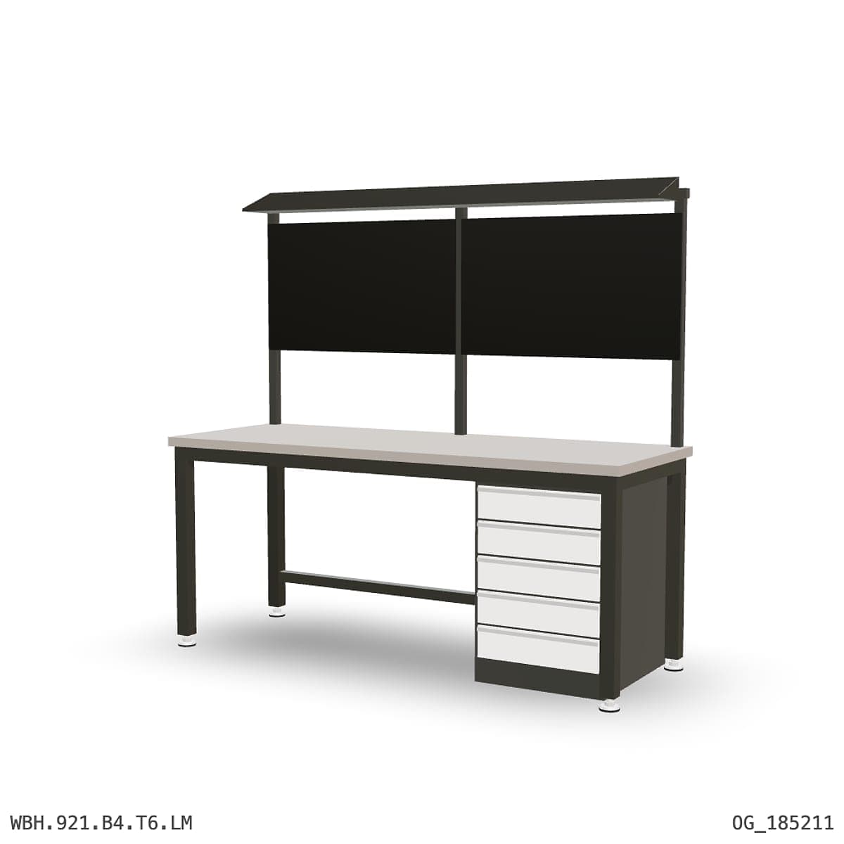 Heavy Duty Workbench 2100mm — Laminated Timber (42mm HDF), under-bench storage + overhead shelving by OPIE Manufacturing Gro…