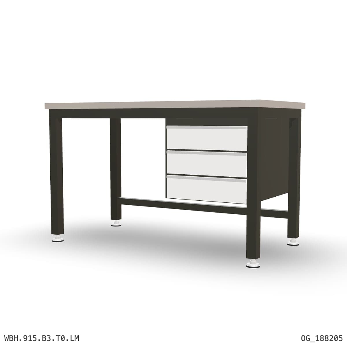 Heavy Duty Workbench 1500mm — Laminated Timber (42mm HDF), under-bench storage by OPIE Manufacturing Group