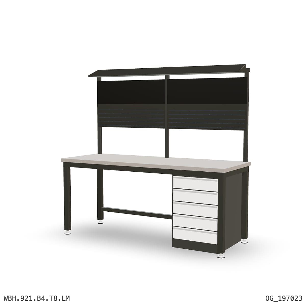 Heavy Duty Workbench 2100mm — Laminated Timber (42mm HDF), under-bench storage + overhead shelving by OPIE Manufacturing Gro…