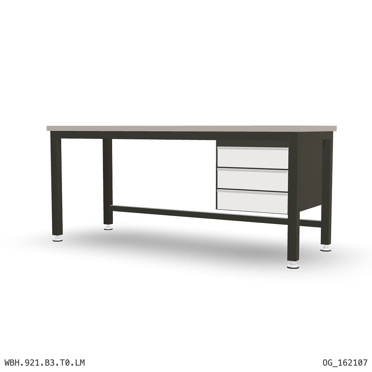 Heavy Duty Workbench 2100mm — Laminated Timber (42mm HDF), under-bench storage by OPIE Manufacturing Group