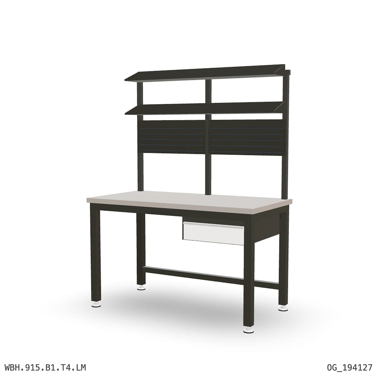 Heavy Duty Workbench 1500mm — Laminated Timber (42mm HDF), under-bench storage + overhead shelving by OPIE Manufacturing Gro…