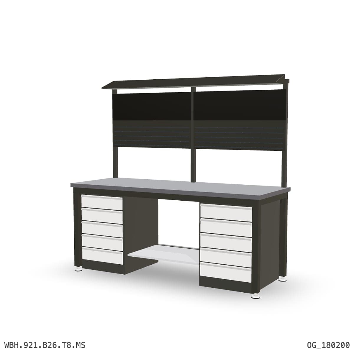 Heavy Duty Workbench 2100mm — 2mm Mild Steel, under-bench storage + overhead shelving by OPIE Manufacturing Group
