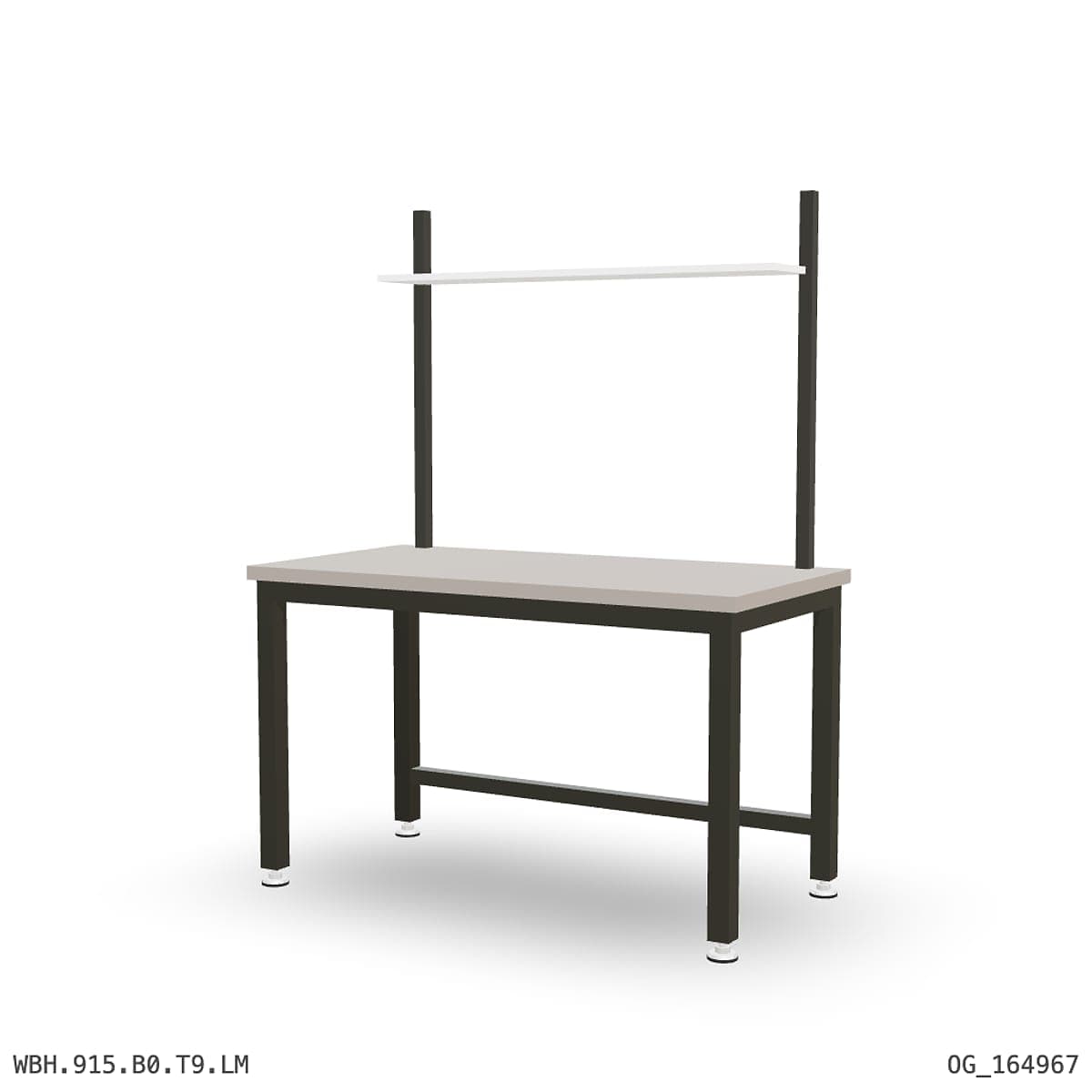 Heavy Duty Workbench 1500mm — Laminated Timber (42mm HDF), overhead shelving by OPIE Manufacturing Group