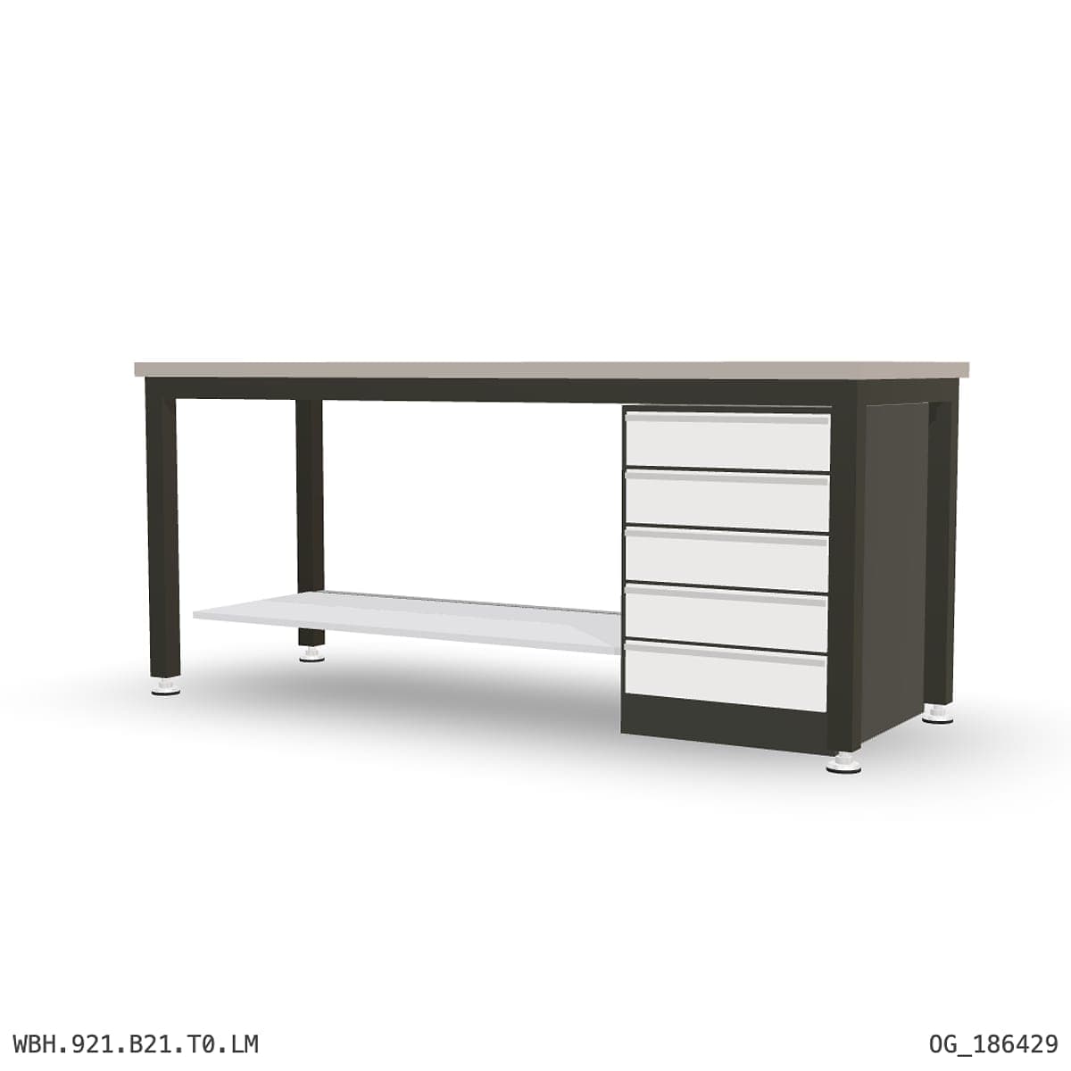 Heavy Duty Workbench 2100mm — Laminated Timber (42mm HDF), under-bench storage by OPIE Manufacturing Group