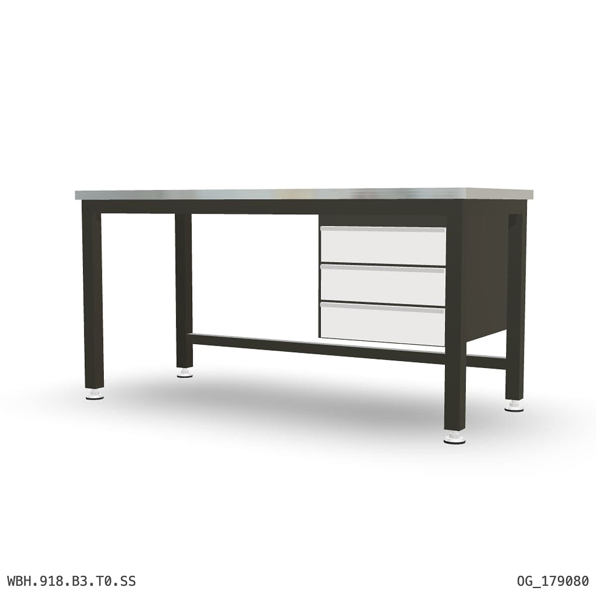 Heavy Duty Workbench 1800mm — Stainless Steel (1.2mm 304), under-bench storage by OPIE Manufacturing Group