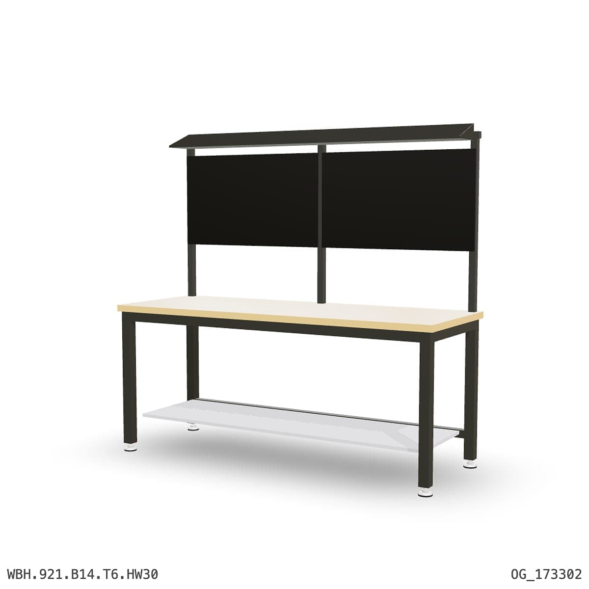 Heavy Duty Workbench 2100mm — Hardwood Oak 30mm, under-bench storage + overhead shelving by OPIE Manufacturing Group