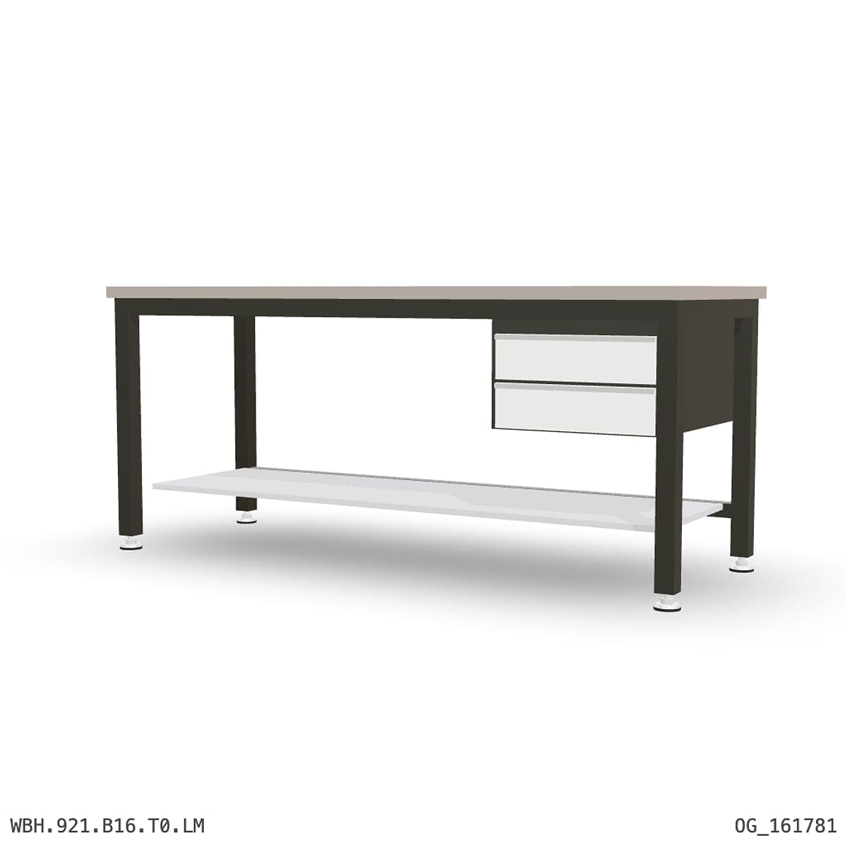 Heavy Duty Workbench 2100mm — Laminated Timber (42mm HDF), under-bench storage by OPIE Manufacturing Group