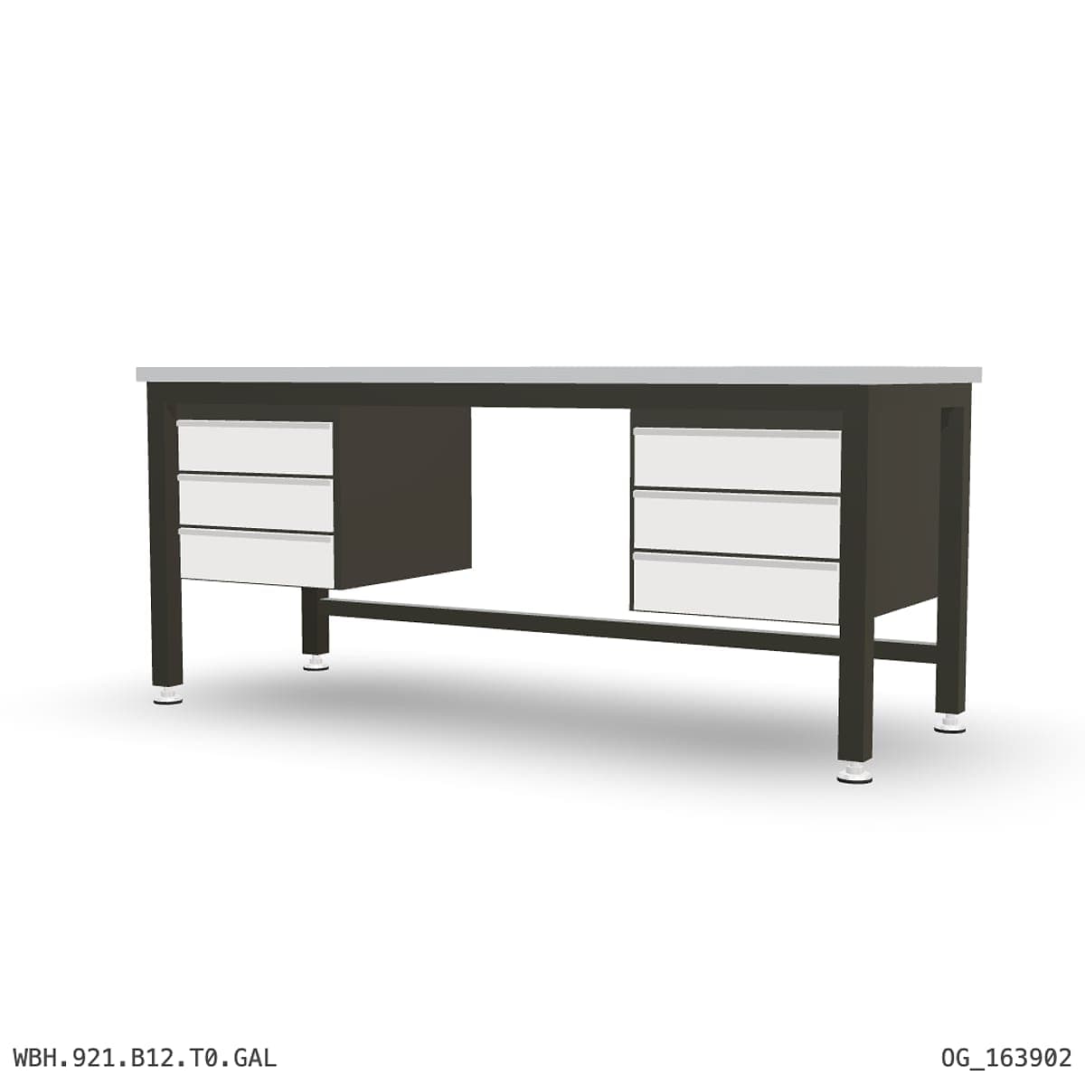 Heavy Duty Workbench 2100mm — Galvanised Steel, under-bench storage by OPIE Manufacturing Group